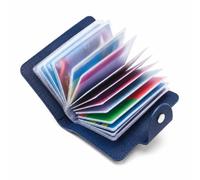 Uvwxba Credit Card Holders Leather Card Holder Soft Genuine Leather Compact Wallet ID Bank Card Case Purse 40 Thickening Durable Plastic Insert Sleeves a (Blue)