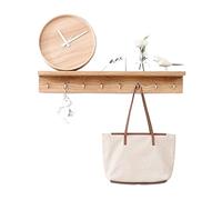 UWALLS Coat Hook Solid Oak Rustic Coat Hook Wall Mounted Coat Rack Shelf with 8 Hooks for Entryway Bathroom Kitchen Cupboard Organizer Coat Rack