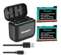 Uwayor Replacement Battery for Insta360 X3 Insta360 ONE X3 Camera, 1800mAh 2 Pack Battery and 2-Channel Fast Charger Set Compatible with Insta 360 x3
