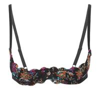 Uwdiohq 1/4 Cup Bras for Women Sexy Underwire Lace Bra See Through Balconette Padded Lingerie Shelf Tops Women's Wireless Push Up Full Soft UK Ladies Non Wired Coverage 44E Older Comfortable