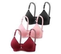 Uwdiohq 3 Bras for Women Sexy Up Wireless Solid Color wear Adjustable Breathable Comfort Support Anti Drop Bra Beer (Bk2, M) High Impact Sports Womens Seamless Shape Chic 34Dd Burgundy Non