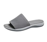 Uwdiohq Big Size Thick Slippers Women Foreign Trade Polyurethane Bottom Lightweight Fly Weave One Beach Shoes for Before Christmas (Grey, 4) Sliders 7 Shower Sandals Pink Slider Slides Womens