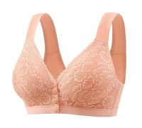 Uwdiohq Bras for Older Women Breathable Front Closure Full Support No Wire Everyday Bra Sports with Padding (Red, 38B) High Shock Absorber Seamless Wireless Back Fat Smoothing Large Breasts