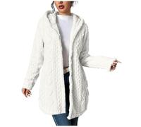 Uwdiohq Fleece Cardigans for Women UK Knit Long Sleeve Open Front Soft Chunky Aran Cable Grandad For Uk Lightweight Summer Cardigan Ladies Granny Square Jacket White Cropped Kimono Short Pink