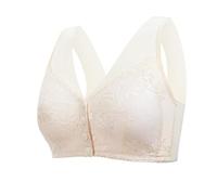 Uwdiohq Front Closure Breathable Bra for Mature Women ， Wireless & Lightweight Tank Style Running Sports Bras (Beige, 44) Anti Sagging Wire Free Longline Maternity Built in Tops Invisible Push