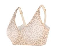 Uwdiohq Jelly Bras for Women UK Full Coverage Leopard Print Wireless Seamless Support Bra Soft Non Wired Push Up V Neck Plush Size Bras Comfort Breathable Padded Everyday T Shirt Bra E Rose Gold XL