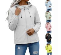 Uwdiohq Ladies Petite Waterproof Jacket Womens Rain Coat Hooded Softshell Jackets for Women Windproof Breathable Mesh Lined Adjustable Hat with Pockets for Cycling Hiking Grey A Grey