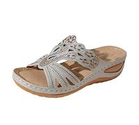 Uwdiohq Ladies Shoes Platform Slippers Casual Roman Chic On Slides Womens Hard Sole Size 8 (Silver, 6) Pink Sliders for Women 6 Black Shower Sandals Blue 4 Designer Beach White 7 Women's Wide