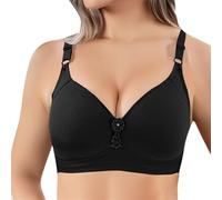 Uwdiohq Large Size Thin Bra Without Ring Gathering Lifting Anti Sagging Woman's (Black, XXL) 38E Bras for Women Stick On Padded Plus Sports Gold Rhinestone White Lace Bralette 38Hh UK Wireless