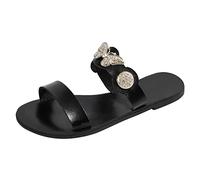 Uwdiohq Leisure Bohemia Women's Summer Non Butterfly On Flat Beach Open Toe Breathable Sandals Shoes Slippers House for Women Cheapest (Black, 5) Sliders Size 6 Pink Womens Ladies 8 Shower Arch