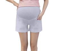 Uwdiohq Maternity Shorts Over The Belly High Waist Casual Pregnancy with Pockets for Summer Cotton Boy Underwear Women (Grey, M) Plus Size 2 in 1 Knee Length Leggings Linen Dungarees Sequin