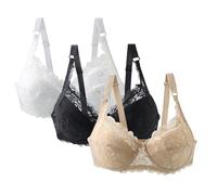 Uwdiohq Pack of 3 Women's Bra Set Comfortable Lace with Adjustable Straps Elegant Underwear for Everyday and Leisure Multicoloured Bras Womens Cotton Sports Non Wired Comfort Women UK Older