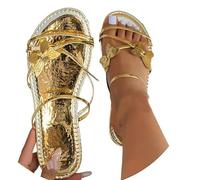 Uwdiohq Sandales Plates Femme D'Été Bout Ouvert Pantouf Confortable Plate Chaussures Pantoufles Vacances Plage Clog Sandals For Women Closed Toe (Gold, 6) Womens Sliders Size 5 3 Pool Pink
