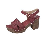 Uwdiohq Sexy Platform High Heels Women Sandals Fashion Chunky Open Toe Formal Shoes Adjustable Ankle Strap Beach Slippers Summer Yoga (Hot Pink, 4) Silver Block Heel For Party Black Heals