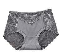 Uwdiohq Underwear For Women Bikini Regular Absorbency Lace (Grey, L) Womens Knickers Multipack Cotton Briefs Ladies Size 12 High Leg Lacy 14 French 16 18 White Full Pants Brief Waisted