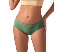 Uwdiohq Underwear For Women Soft Cotton Knickers Solid Color Conservative Mid Waist Briefs Thin Head Ladies Plus Size Hi Cut Sexy Womens Full Multipack Pants Woman Brazilian Green M