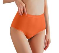 Uwdiohq Underwear Women High Waisted Knickers for Women Soft Breathable Plus Size Ladies Stretchy Full Briefs Pant Comfortable Tummy Control Plain Basic Underwear for Daily Bright orange XL