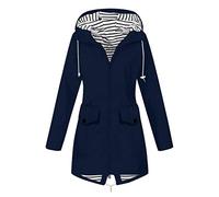 Uwdiohq Waterproof Jacket Womens Solid Large Size Hooded Rain Outdoor Raincoat，Ladies Casual Liesure Windbreak Hiking Travel Camping Go Out Trench Coat Denim Jackets Women Coats Shirt Sport Neck