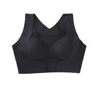 Uwdiohq Wireless Comfortable Soft Bras for Women Full Coverage Everyday No Show Bra Set and Underwear Thong (Black, XXXXXL) Comfort UK Women's Minimiser Low Back Push Up Large Breasts Padded