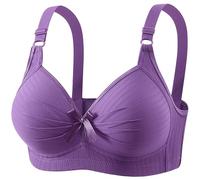 Uwdiohq Wireless Push Up Full Coverage Bra Women's Fashionable and Casual Underwear Skin Friendly Comfortable Without Wire Womens Athletic (Purple, 50) Bras Super Plus Size for Women Padded Long
