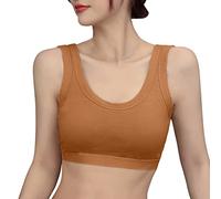 Uwdiohq Women Bra Brief Set Double Shoulder Straps Underwear Soft Padded Tops Ladies Bralette Sports Waste Trainer (Coffee, XXL) Balcony Bras for Red Push Up Redwear Cotton Top Fashion Spaghetti