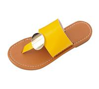 Uwdiohq Women Slippers Summer New Pattern Fashion Flop Flat Bottom Non Large Size Comfortable Versatile Beach Sandals Like (Yellow, 5.5) Women'S & Slides Sparkly Flip Flops White Foam Womens