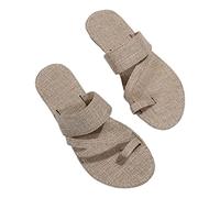 Uwdiohq Women'S Beach Slippers Hollow Casual Denim Half Empty Flat Sandals Women Size 8 (Beige, 5) Flip Flop Flops With Arch Support Sparkly Womens 6 Glitter Walking For Gold Sliders Blue Woman