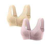 Uwdiohq Womens Bra Sports Bras Front Seniors Wireless Beauty Back Full Coverage Comfor Easy Close Compression (Khaki, M) Wide Strap for Women UK Bombshell Minimiser 34Ff Ladies Plus Size Crop