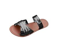 Uwdiohq Women's Comfortable Flat Fashionable and Versatile Casual Beach Slippers Heated Slipper Socks Women (Black, 5.5) Ladies Sandals Arch Support Slides Womans Sliders Wide Fit for Slide Size