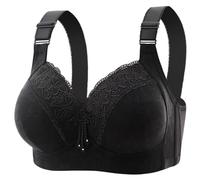 Uwdiohq Women's Everyday Bra Bras for Women Front Close Builtup Sports Wire Large Size Underwire Low Back Padded Womens Non Wired Wireless 38Dd Comfortable No Support Padding Fat 40C Black 42