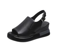 Uwdiohq Womens Flat Sandals Summer Sponge Cake Thick Sloping Heel With A Back Buckle Sandal Shoes For Women Platform Ladies Wide Fit Walking Comfy Uk Comfortable Wedge White Black 6.5