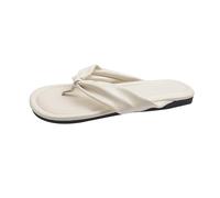 Uwdiohq Womens Flip Flops With Arch Support Comfort Style Casual Hundred Clip Toe Beach Shoes Female Summer New French Fashion Outside Wear Flat Bottom One Drag Foot Padding White 4.5