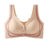Uwdiohq Women's Front Fixed Cup Bra Anti Sagging Vest Sports Wireless Thin (Beige, M) Super Push Up Without Wire Spaghetti Strap No Back Night Bras for Sleeping Compression Cotton Bralette Women