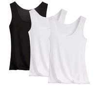 Uwdiohq Women's Ice Silk Tank Tops 3 Pack Plus Size Sleeveless Round Neck Camisole Seamless Lightweight Basic Vest Cool Breathable Undershirt for Summer Daily Gym Travel Layer B White XL