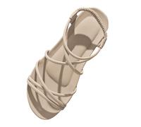 Uwdiohq Women's Low Wedge Sandals New Open Toe Strap Slim Beach Roman Shoes Soft Bottom For Foreign Trade My Cup Ladies White Women Comfort Wide Fit Ladies' Cushioned Comfortable Uk Beige 5