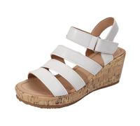 Uwdiohq Women's Low Wedge Sandals Summer Buckle Strap Slope Heel Rubber Fashion Thick Bottom Villa Shoes Platform Ladies Wide Fit Walking For Women Uk Wedges Slingback Womens White White 7.5