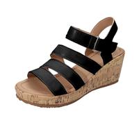 Uwdiohq Women's Low Wedge Sandals Summer Buckle Strap Slope Heel Rubber Fashion Thick Bottom Villa Shoes Womens Walking Ladies Comfort Women For Uk Slingback Wide Fitting Holiday Black 7.5