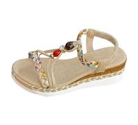 Uwdiohq Women's Low Wedge Sandals Womens Heels Shoes Wide Width Platform For Women Summer Comfort Walking Non Casual Beach Ankle Elastic Woven San Go Walk Fit White Slingback Wedges White 4