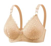 Uwdiohq Womens No Wire Bras Plus Size Comfort Soft Supportive Bralettes Cute Breathable Wireless Bra Beer (Beige, 42B) Push Up for Women UK Stick On Ladies Jelly H Cup 32E Without Wire Non