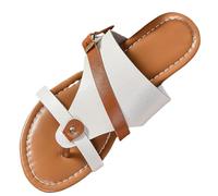 Uwdiohq Women'S Open Toe Thong Sandals Ring Flat Beach Summer Slide Womens For Bunions Feet (White, 5) Memory Foam Flip Flops Women Black Gold Orthotic Flipflops Size 5 Leather 3 Orthopedic