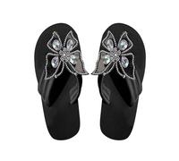 Uwdiohq Womens Orthotic Flip Flops Summer New Drag Handmade Bow Large Size Fashion Versatile Flat Slippers Women Squirrel Slipper Socks For Arch Support Sandals Plantar Fasciitis Black 6