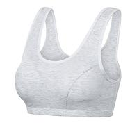 Uwdiohq Women's Pure Cotton Thin Large Size Vest Bra Without Sleep O Neck Breathable Absorbing and Comfortable Sports (Grey, XXXL) Anti Back Fat Stick On Bras for Women Straps Liners Sweat Black