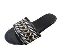 Uwdiohq Womens Shoes Summer Fashion Large Size Outer Wear Flat Slippers One Open Toe Beach Christmas Fuzzy Socks for Girls - 3 Pairs of Women Cabin Slipper (Black, 6) Sandals Pink Black Sliders