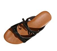 Uwdiohq Womens Slide Flat Sandals Stylish Jelly Bow Beach Cute Open Toe Slides With Strap Summer Sandal Earth For Women Size 8 1/2 (Black, 5.5) Ladies Black Sliders 6 Slippers 5 Shower 4 Women'S