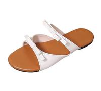 Uwdiohq Womens Slide Flat Sandals Stylish Jelly Bow Beach Cute Open Toe Slides With Strap Summer Sandal Earth For Women Size 8 1/2 (White, 5.5) Black Women'S Sliders 7 Pool Ladies Shower Shoes 6