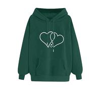 Uwdiohq Women's Solid Color Long Sleeved Love Printed Hooded Sweater Zip Sweatshirt Hoodie Women Hoodies For Women Uk Cropped Hoodies For Winter Jumperss Lady Christmas Jumpers Sweatshirts Uk