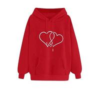 Uwdiohq Women's Solid Color Long Sleeved Love Printed Hooded Sweater Zip Sweatshirt Hoodie Women Hoodies For Women Uk Cropped Hoodies For Winter Jumperss Lady Christmas Jumpers Sweatshirts Uk