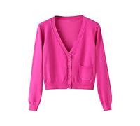 Uwdiohq Women's Spring and Autumn Long Sleeved Knitted Sweater Short Cardigan Open Women's Cardigans Ladies with Pockets Black Cropped Twin Set Batwing Summer Brown Plus Size Winter Women Womens