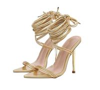 Uwdiohq Women'S Summer Large Square Headed Thin Heels Breathable One Line Strap High Heel Sandals Swim Women (Gold, 7.5) For Champagne Silver Shoes Ladies Size 9 Black Block Heeled Prom White