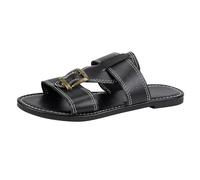 Uwdiohq Women's Summer Square Buckle Flat Slippers Round Head Breathable Home Lightweight Outdoor Wear Beach Vacation Comfortable Casual Butt for Women (Black, 5.5) Arch Support Sliders Womens
